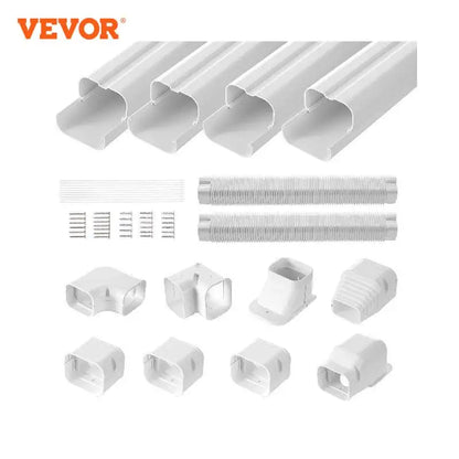 VEVOR Mini Split Line Set Cover PVC Decorative Pipe Line Cover For Air Conditioner Easy to Install Paintable for Heat Pump White