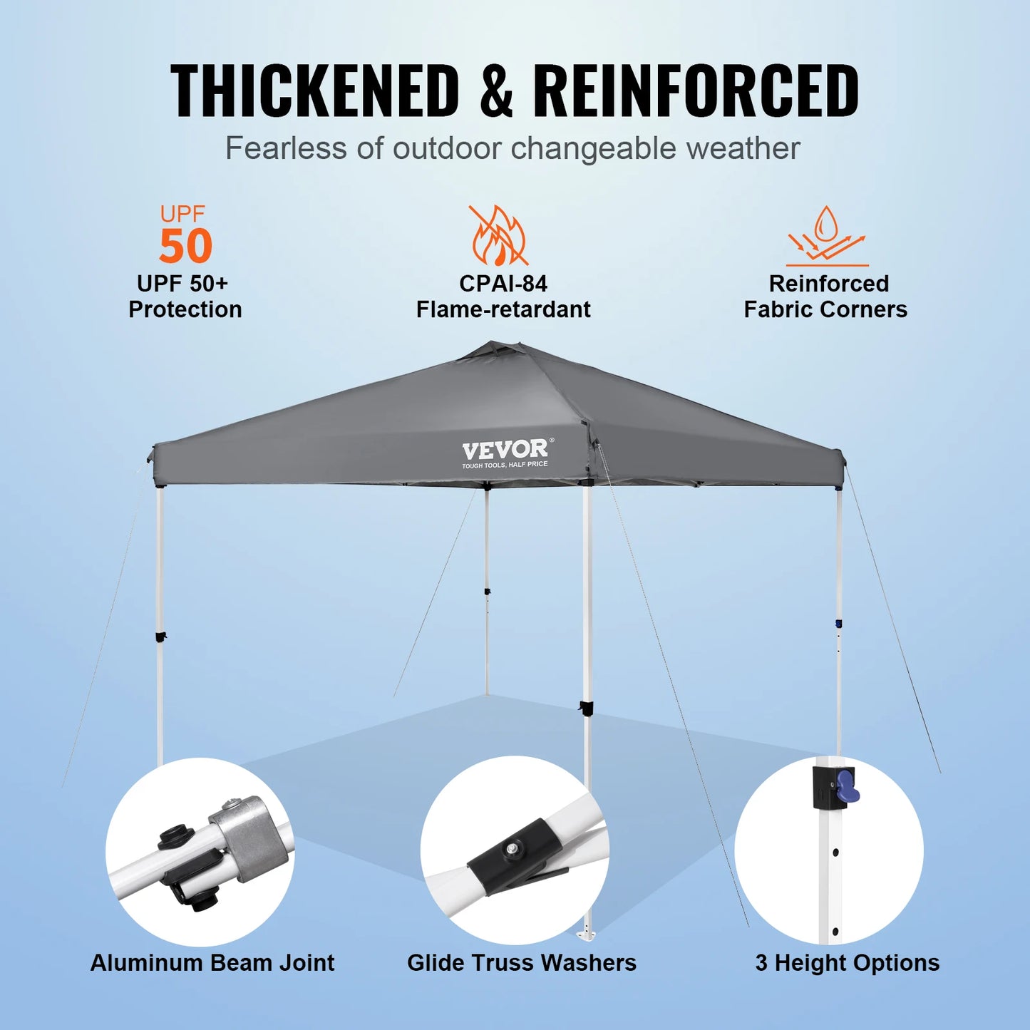 VEVOR Pop Up Canopy Tent 250D PU Silver Coated Tarp with Portable Roller Bag and 4 Sandbags Waterproof and Sun Shelter Gazebo