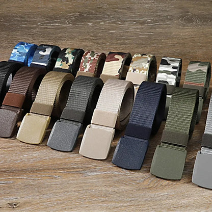 Men/women Belt Outdoor Travel Tactical Belt High Quality Plastic Automatic Buckle New Nylon Unisex Canvas Military Add Long Belt