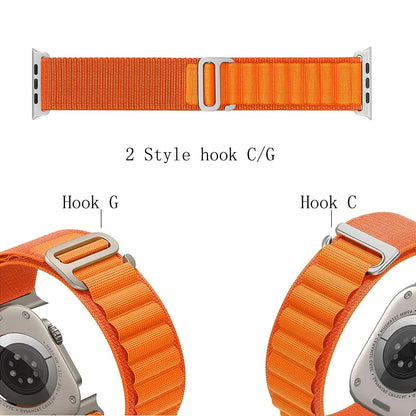 Alpine Loop Strap for Apple Watch Band Ultra 49mm 45mm 44mm 42mm 40mm C/G Hook Nylon Bracelets iWatch SE Series 9 8 7 6 5 4 3