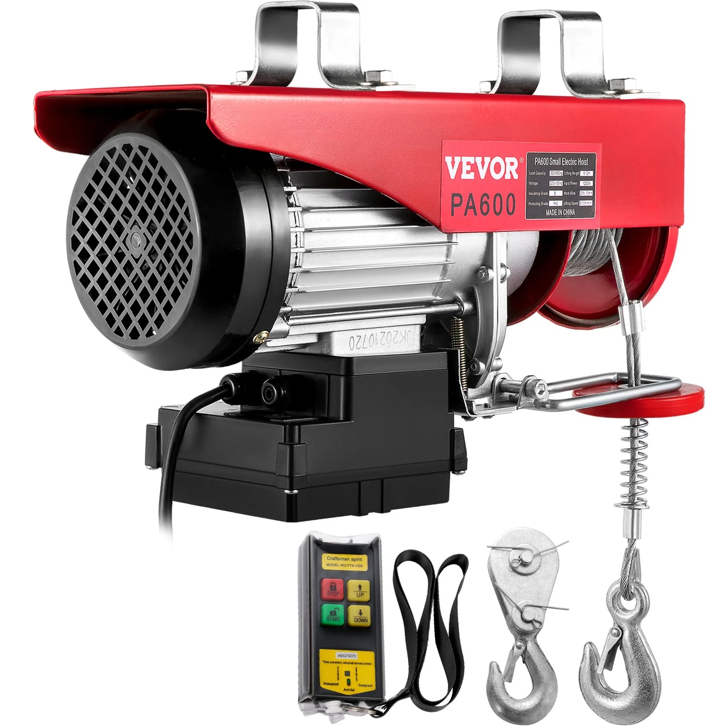 VEVOR Electric Hoist Crane Wire Cable Winch Lift 200-1000KG With Wireless Remote Control Boat Car Garage Engine Lifting Motor