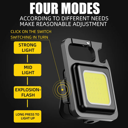 Super Bright MlNl coB Keychain Flashlight charging Lamp camping Lights with Magnet 4 Lighting Modes for camping Home