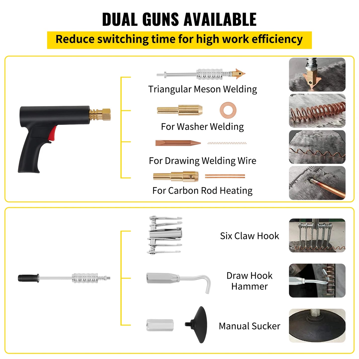 VEVOR Car Sheet Metal Repair Machine3 KW 220 V with 2 Welding Guns 6 Modes Spot Welding Machine with LCD