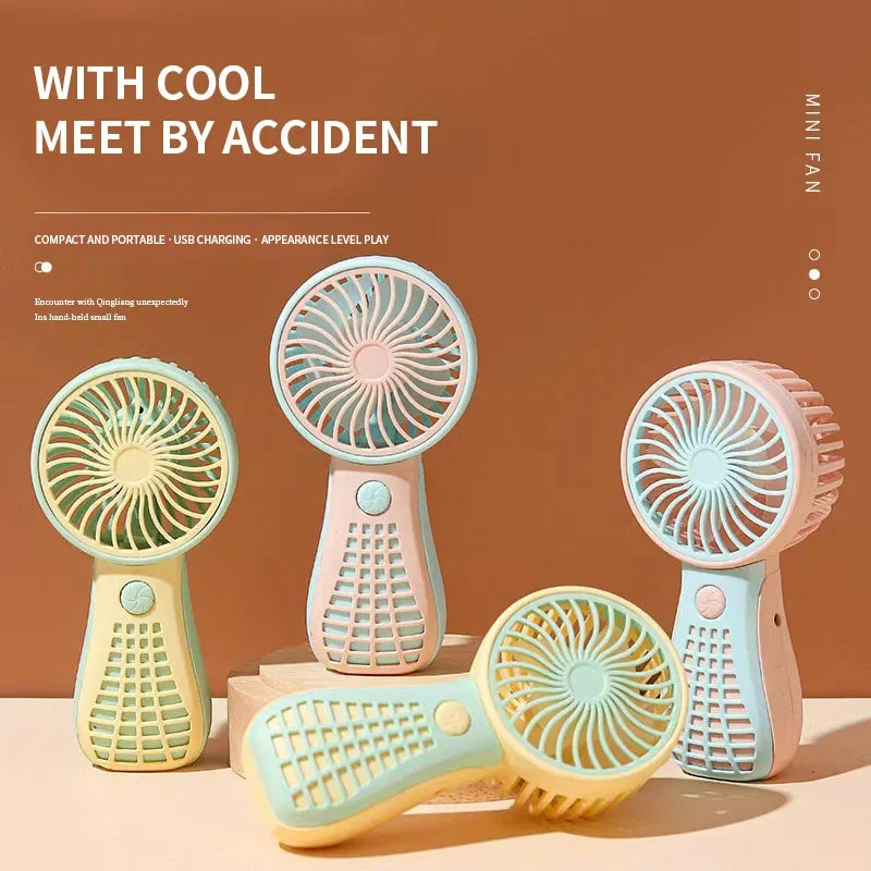 2024 New Handheld Charging Fan Cartoon Cute Small Student Charging Small Fan Portable Mini USB Fan Mini Pocket 2024 New Handheld