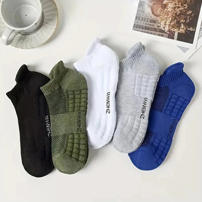 5 Pairs Men Bright Colored Ankle Socks Breathability Fashionable Casual Street Style Deodorizing Invisible Travel Running Socks