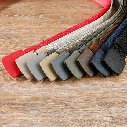 Men/women Belt Outdoor Travel Tactical Belt High Quality Plastic Automatic Buckle New Nylon Unisex Canvas Military Add Long Belt
