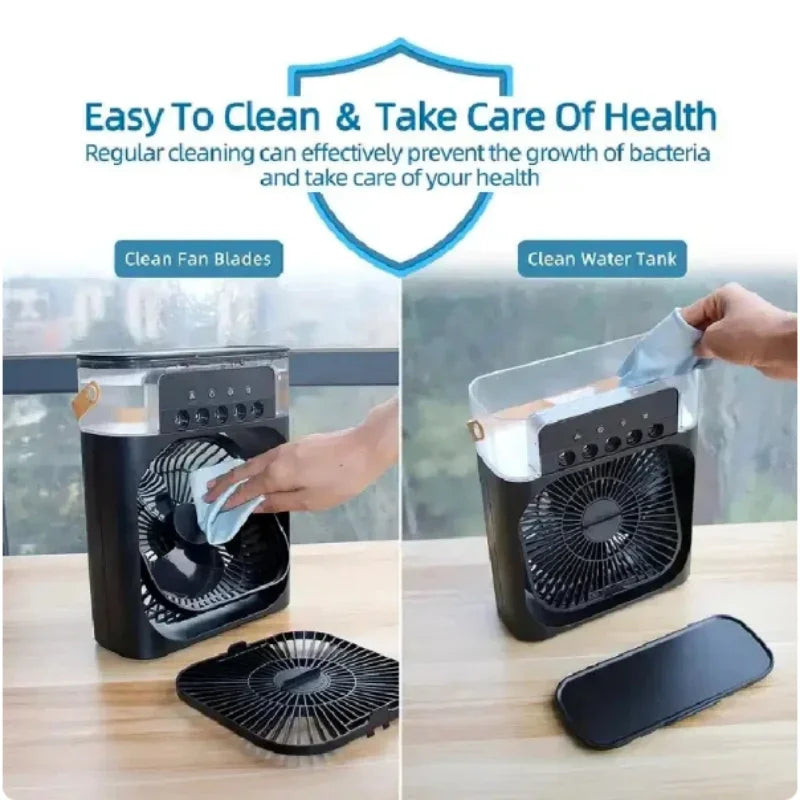 3 In 1 New Fan AIr Conditioner Household Small Air Cooler LED Night Light Portable Humidifier Air Adjustment Fan Office Home Fan