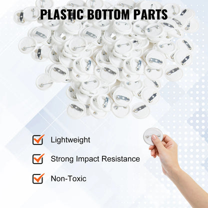 VEVOR 25/32/58/75mm Button Badge Parts Supplies for Button Maker Machine 200/500Sets Metal and Plastic Pin Badges
