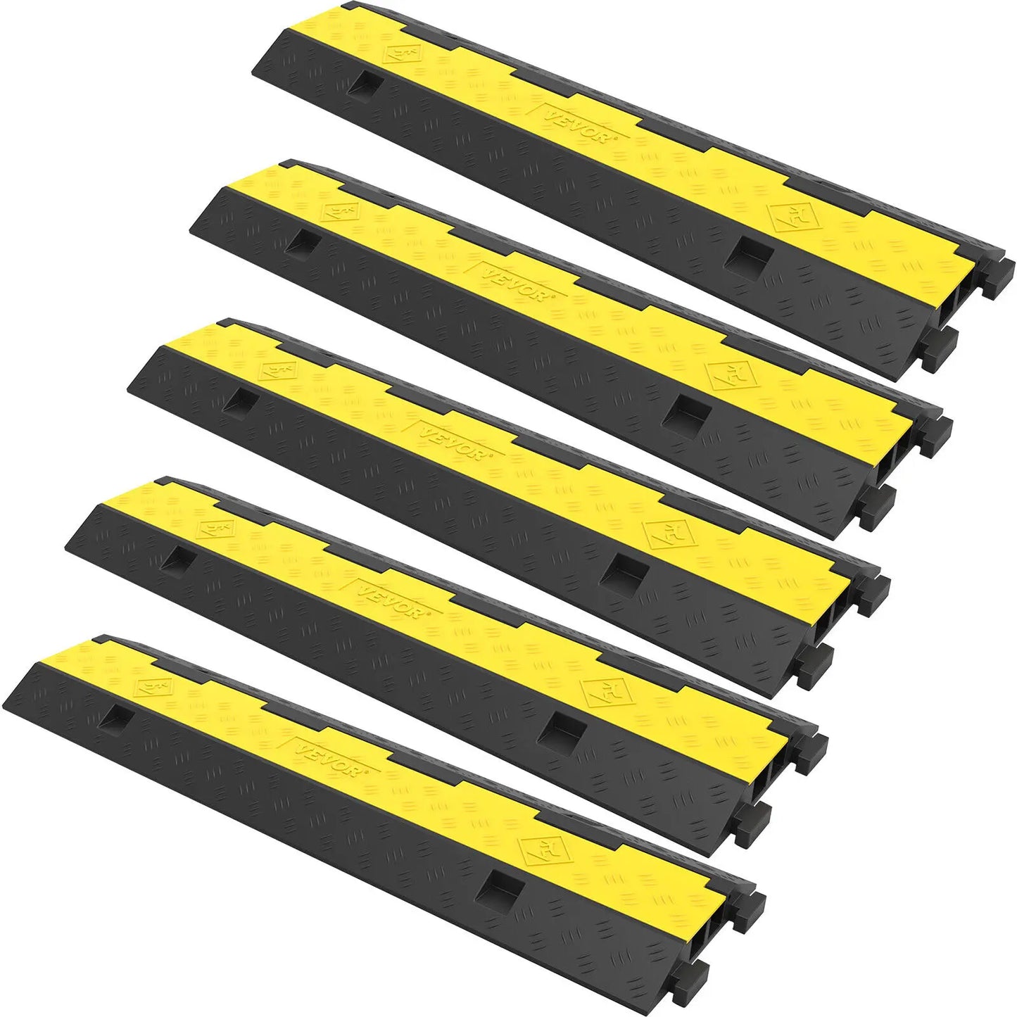 VEVOR Cable Protector Ramp Wire Cable Cover Cord Guard 2 Channels Rubber + PVC 11000LBS Speed Bump Parking Lots Driveway Traffic