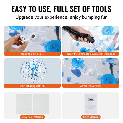 VEVOR 2-Pack 5FT/1.5M Inflatable Bumper Balls 0.8mm Thick Bubble Soccer Balls Inflatable Zorb Balls for Adults Children