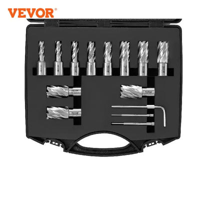 VEVOR Annular Cutter Set 6 pcs13 pcs Weldon Shank Mag Drill Bits 1" / 2" Cutting Depth for Using with Magnetic Drills