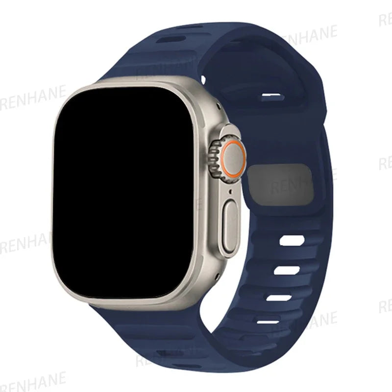 Silicone Band for Apple Watch 49mm 45mm 44mm 41mm 40mm 42mm 38mm Sports Bracelet Correa IWatch Ultra Series 9 8 7 6 5 3 SE Strap