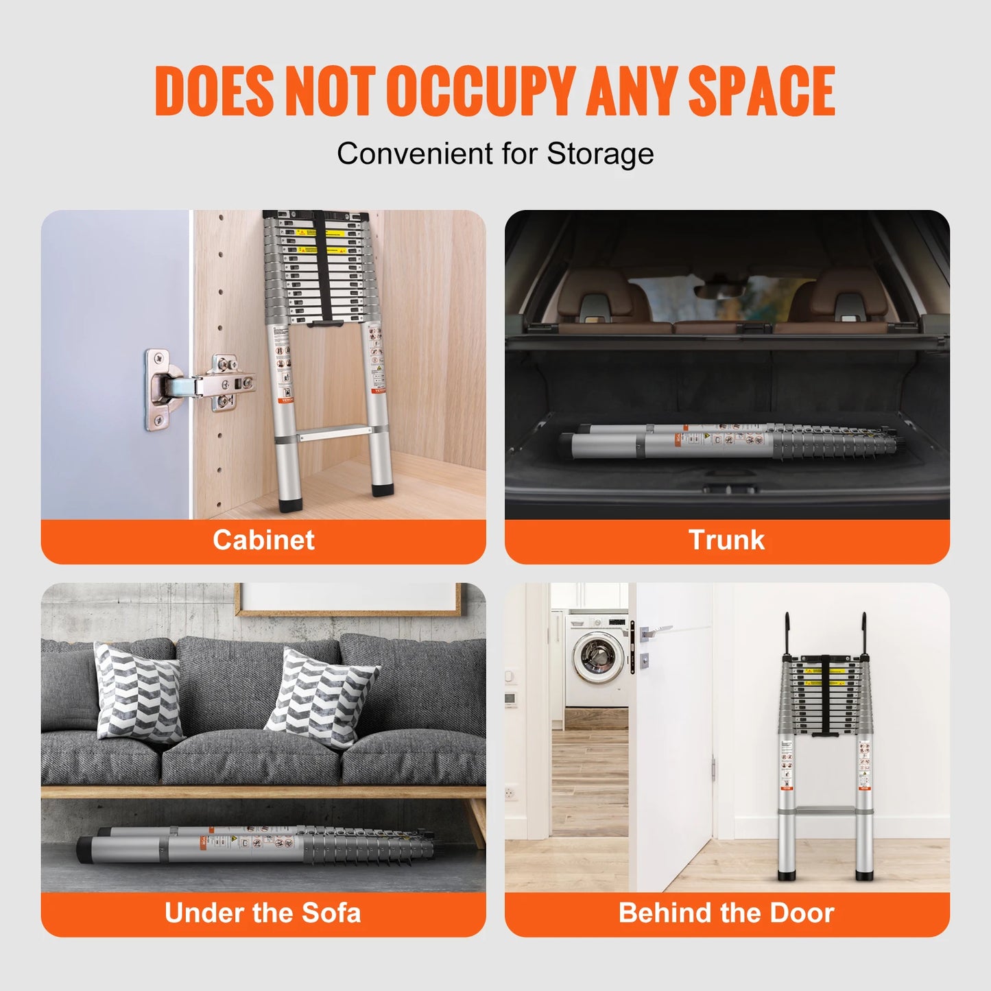 VEVOR Telescoping Ladder 18.5 FT Aluminum One-button Retraction Collapsible Extension Ladder 400 LBS Capacity with Non-slip Feet