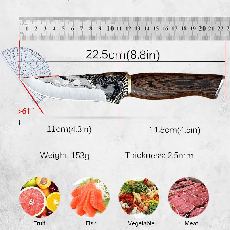 Handmade Kitchen Knife Boning Knife Stainless Steel Butcher Knife Forged Knife Meat Cleaver Knife for BBQ