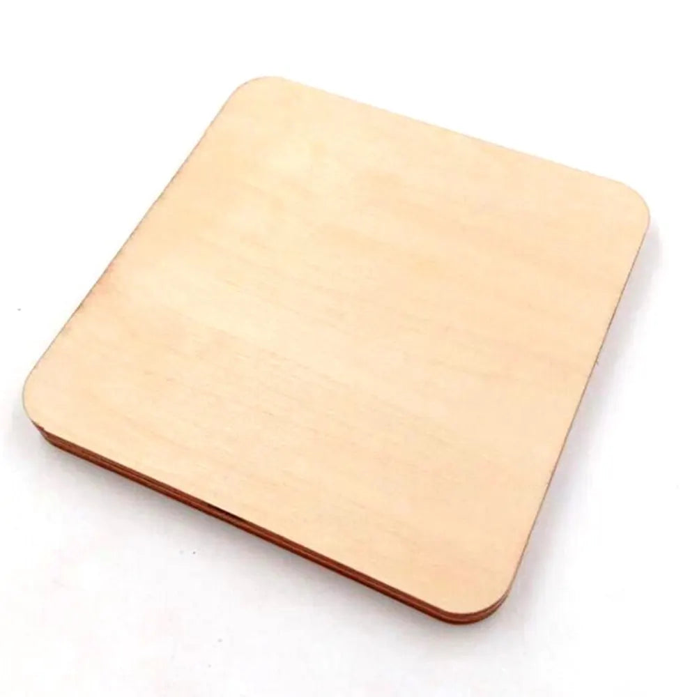 Blank 10pcs Square Wooden Craft Unfinished Wood Pieces DIY for Engraving Machine