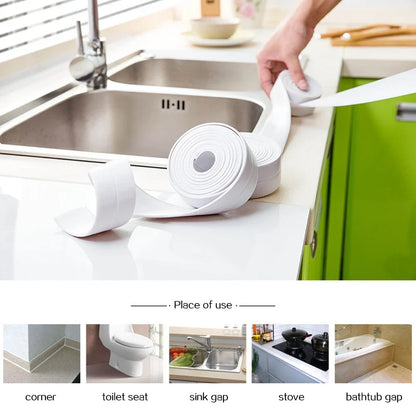 1pc Bathroom Waterproof Wall Stickers Sealing Tapes PVC Adhesive Sealing Strips Sink Edge Tape Kitchen Bathroom Accessories
