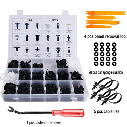 Auto Fastener Clip Kit Fender Rivet Clips 30 Tool Car Body Push and Retainer Pin Rivet Bumper Door Trim and Panel Retainer Clips
