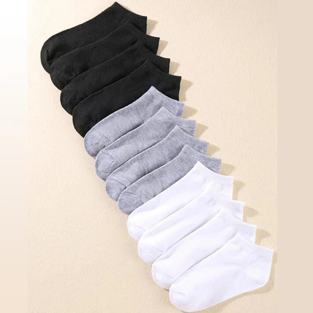 12 Pairs Men Solid Color Boat Socks Comfortable Breathable High-Quality Business Low Tube Socks Casual Men Slippers Ground Socks
