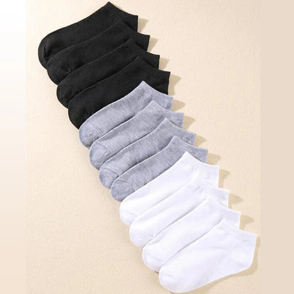 12 Pairs Men Solid Color Boat Socks Comfortable Breathable High-Quality Business Low Tube Socks Casual Men Slippers Ground Socks