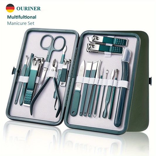 Kit professionale per la cura delle unghie da 7/10/12/18 pezzi, set per manicure e pedicure in acciaio inossidabile, set tagliaunghie con custodia da viaggio