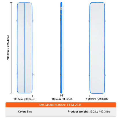 VEVOR Gymnastics Air Mat 4inch Thick Tumble Track with Electric Pump For Home Use Gym Yoga Cheerleading Beach Park Water