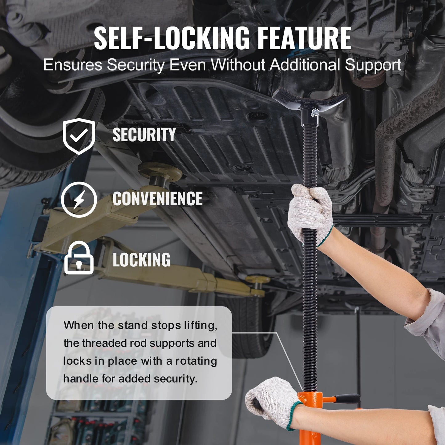 VEVOR Underhoist Support Stand 3/4 Ton Capacity Lifting from 52.8" to 76" Self-Locking Threaded Screw Support Vehicle Components