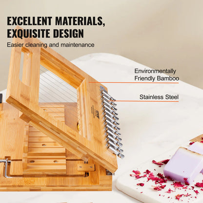 VEVOR Soap Cutter Cut 1-12 Bars Precisely and Accurately Cut 1 Inch Bars Bamboo Soap Slicer With Steel Wire Multi Handmade Soap