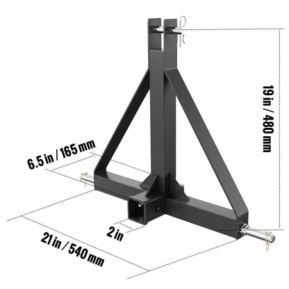 VEVOR 3 Point Hitch Receiver 3 Point 2inch 1 Tractor Tow For Kubota Mahindra Ford Yanmar John Deere Massey Ferguson