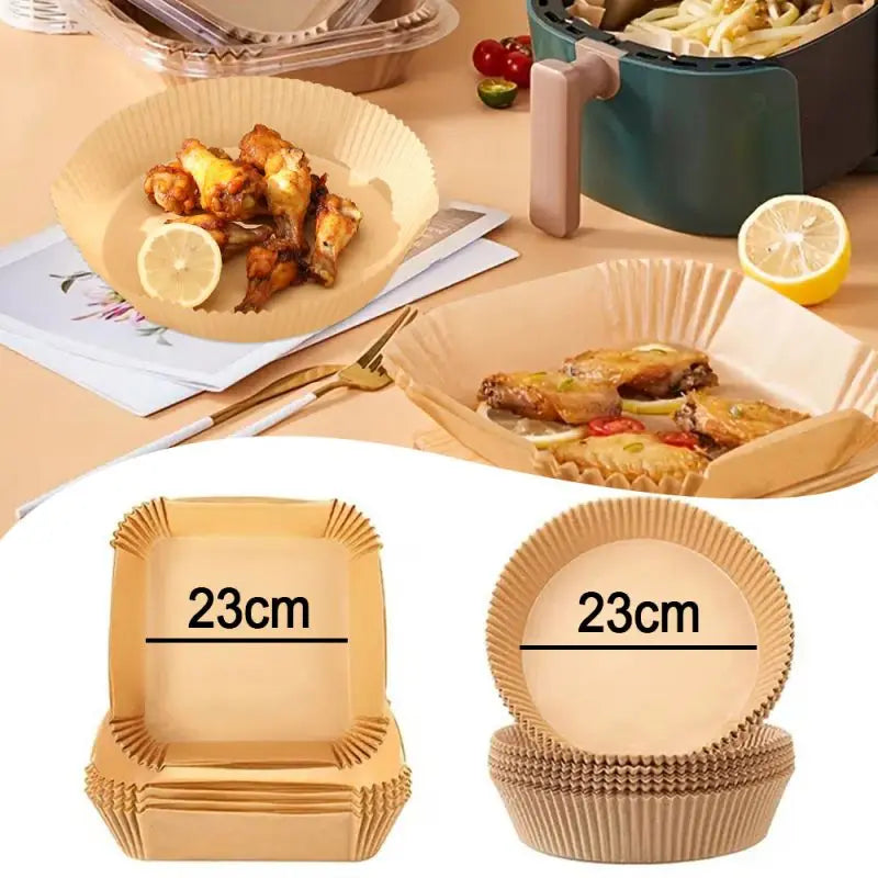 50pcs/set Disposable Air Fryer Paper Liner 23CM Oil-proof Water-proof Airfryer Disposable Cooking Paper Trays Baking Paper