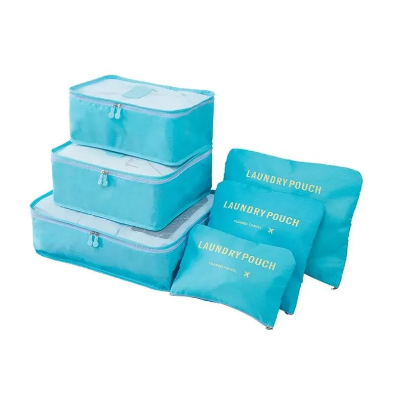 6 Pcs/Set Pink/Blue/Grey Travel Storage Bag Large Capacity Waterproof Luggage Clothing Underwear Storage Bag Bag With Zipper