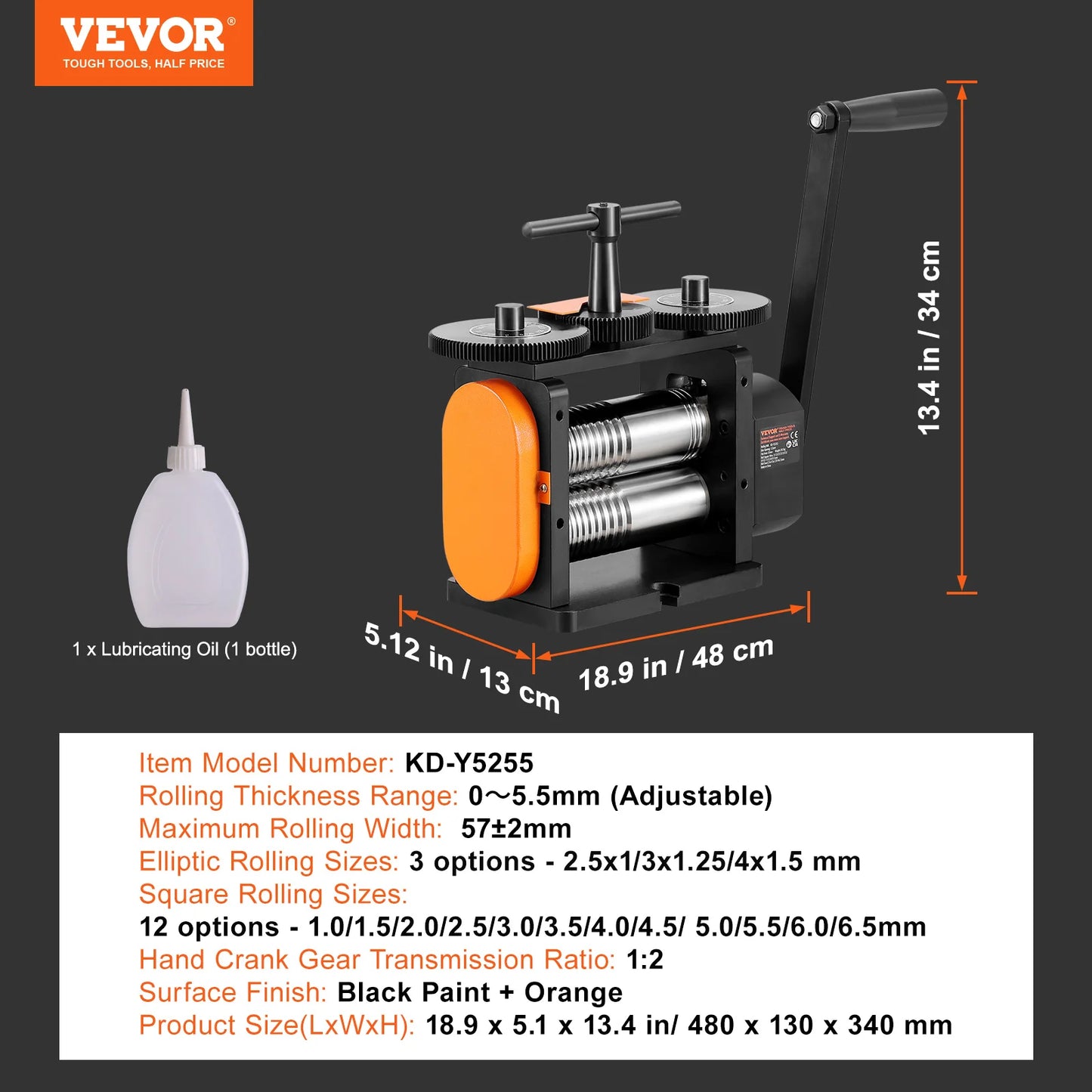 VEVOR 45/57/75/76 mm Jewelry Rolling Mill Machine 3-in-1 Multi-function Rolling Mill for Metal Jewelry Making Sheet Square Wire