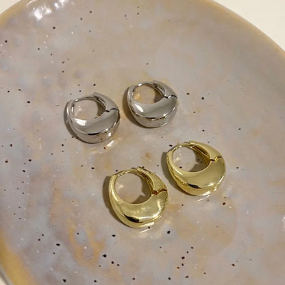 2Pcs New Classic Gold Color Plated Metal Hoop Earrings For Women, Fashion Jewelry Temperament Girls Daily Wear Stud Earrings