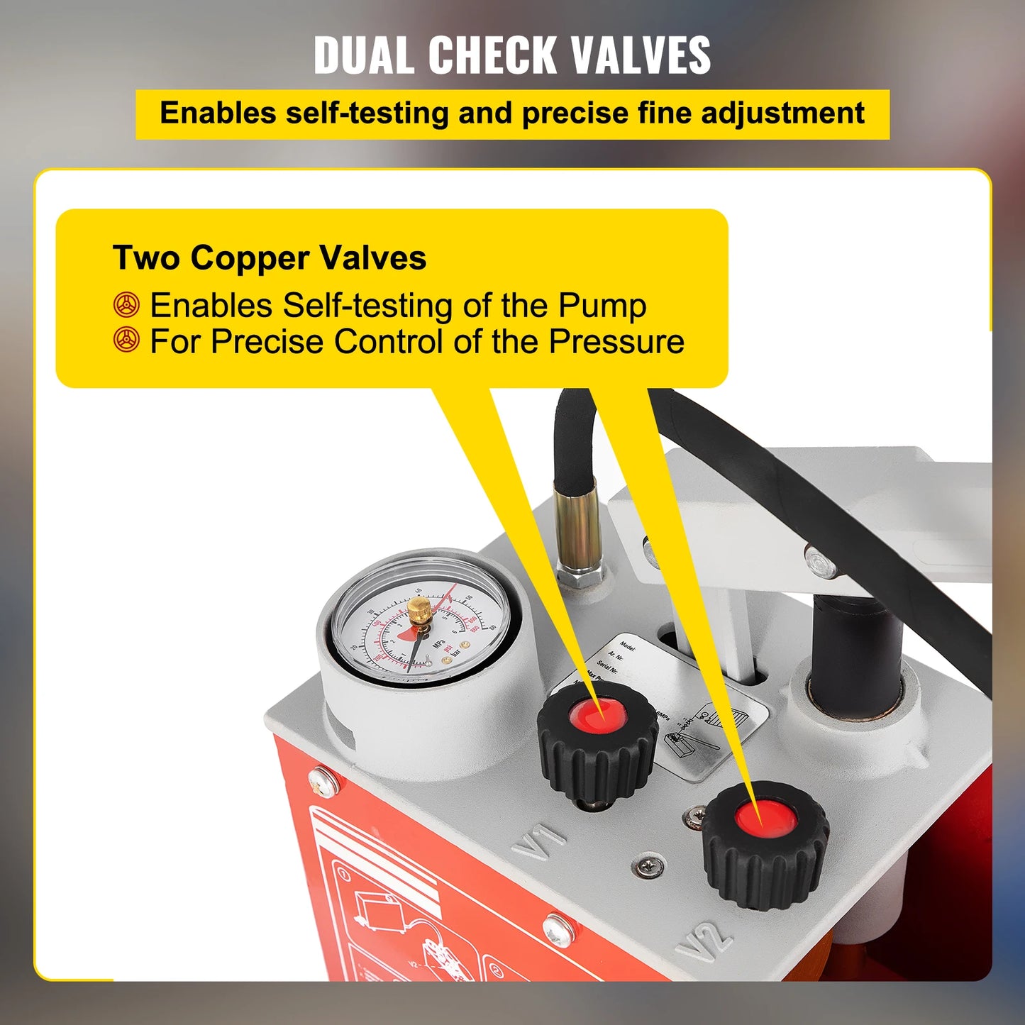 VEVOR Hydrostatic Pressure Test Pump 60 bar/860 psi 3.2 Gallon Tank Hydraulic Manual Water Pressure Tester Kit Pressure Test