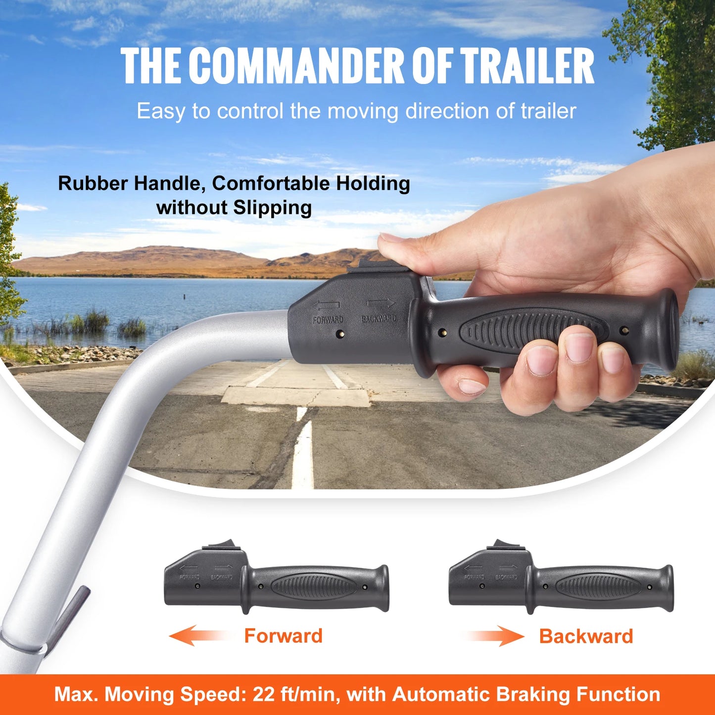 VEVOR 12V Motorized Electric Trailer Mover Dolly 5000lbs Towing Capacity Adjustable Clamp Jockey Wheel for Moving Caravan Boat