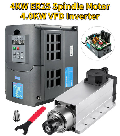 VEVOR Air Cooled Spindle Motor 0.8KW 1.5KW 2.2KW 4KW Variable Frequency Drive VFD Inverter 220V for CNC Engraving Milling Grind