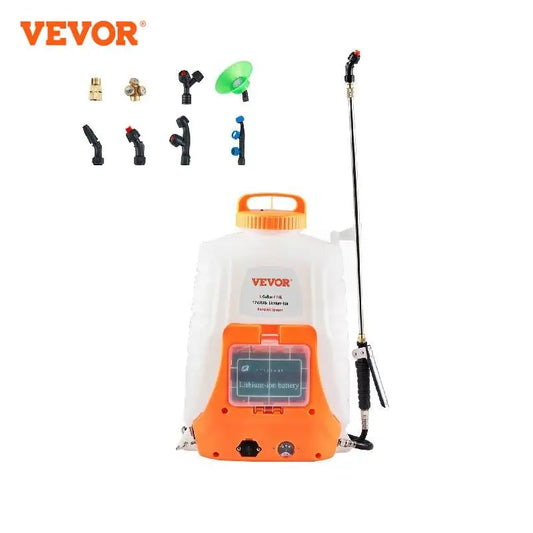 VEVOR Battery Powered Backpack Sprayer 0-90 PSI Adjustable Pressure 4 Gallon Tank Back Pack Sprayer with 8 Nozzles and 2 Wands