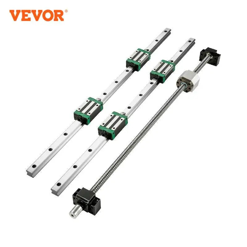 VEVOR HGR20 2PCS Linear Guide Rails 700-2000MM 4PCS Slide Blocks RM1605 Ballscrew W/ Ball Nut BF12/BK12 Nut for CNC DIY Routers