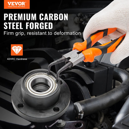 VEVOR 4-Piece 0.07" Snap Ring Pliers Set Tip Diameter High Carbon Steel Straight and Bent Jaw Heavy Duty Pliers and Tool Bag