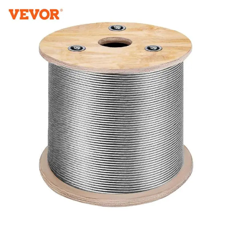 VEVOR 152M / 500Ft Wire Rope 316 Stainless Steel Strong Tension Soft Fishing Lifting Cable 7*7 Clothesline 1.5MM-3.2MM Diameter