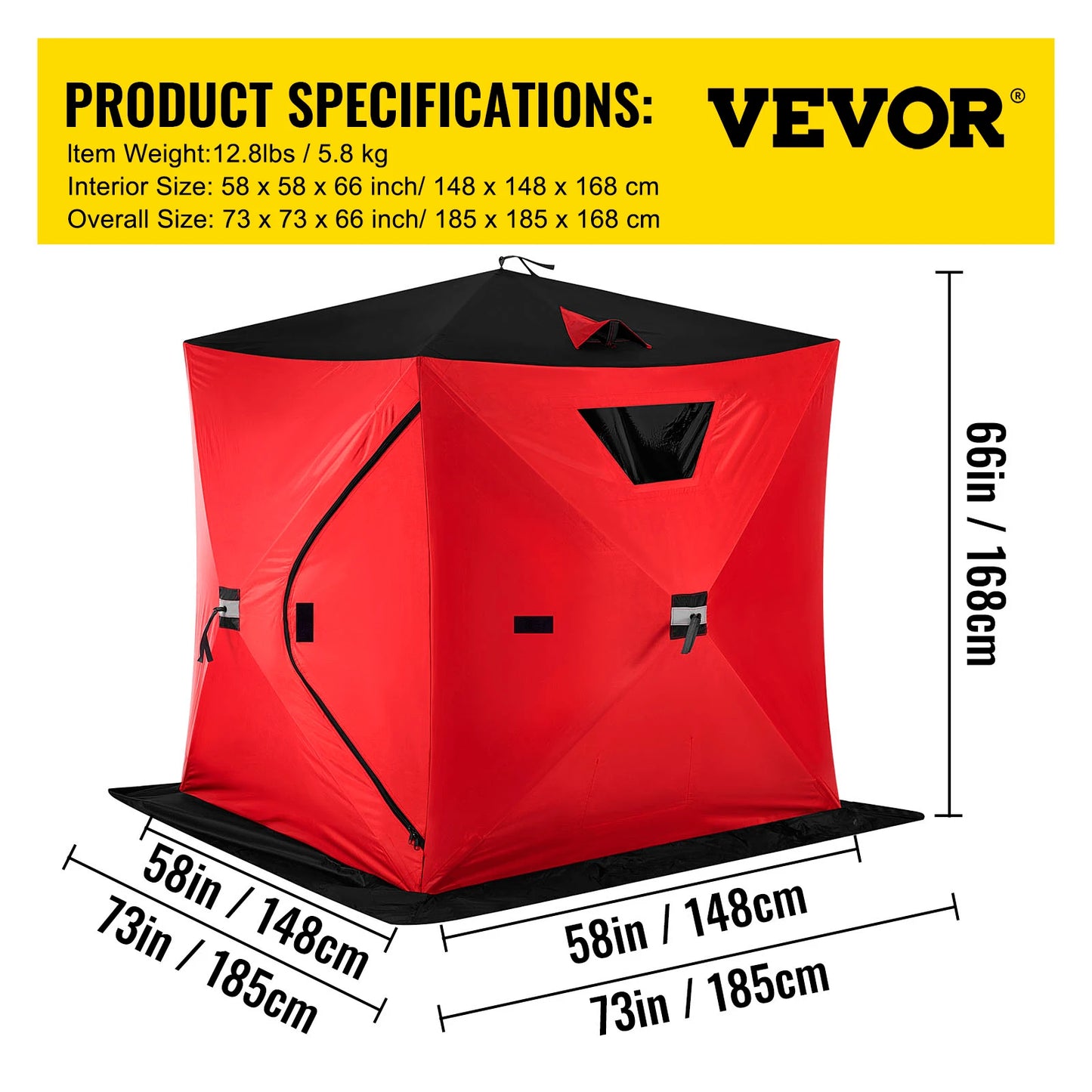 VEVOR Ice Fishing Tent Warm Winter Large Space Thick Camping Outdoor Windproof Waterproof Snow Ultralarge Fishing Camping Tent