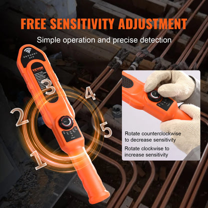 VEVOR Pipe Locators 30m Underground P67 Waterproof Pipe Blockage Detector Sewer Wall Scanner Plumbing Tool for PVC Plastic Metal