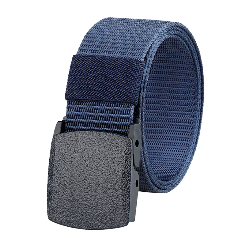 Non-metal Nylon Belt MEN's Tactical Woven Plastic Buckle Belt, outdoor Versatile Perforated canvas Nylon Belt