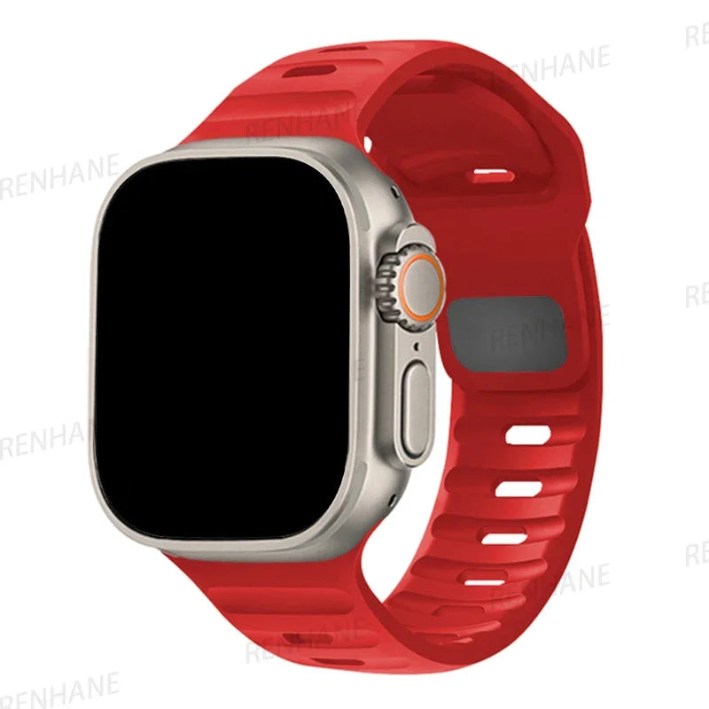 Silicone Band for Apple Watch 49mm 45mm 44mm 41mm 40mm 42mm 38mm Sports Bracelet Correa IWatch Ultra Series 9 8 7 6 5 3 SE Strap