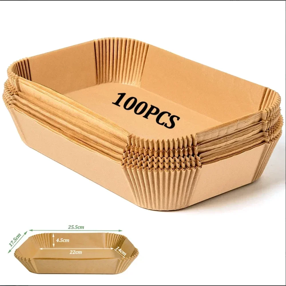 50/100pcs Air Fryer Disposable Paper Round/Square/Rectangle Liner Non Stick Special Round Size Baking Papers Kitchen Accessories