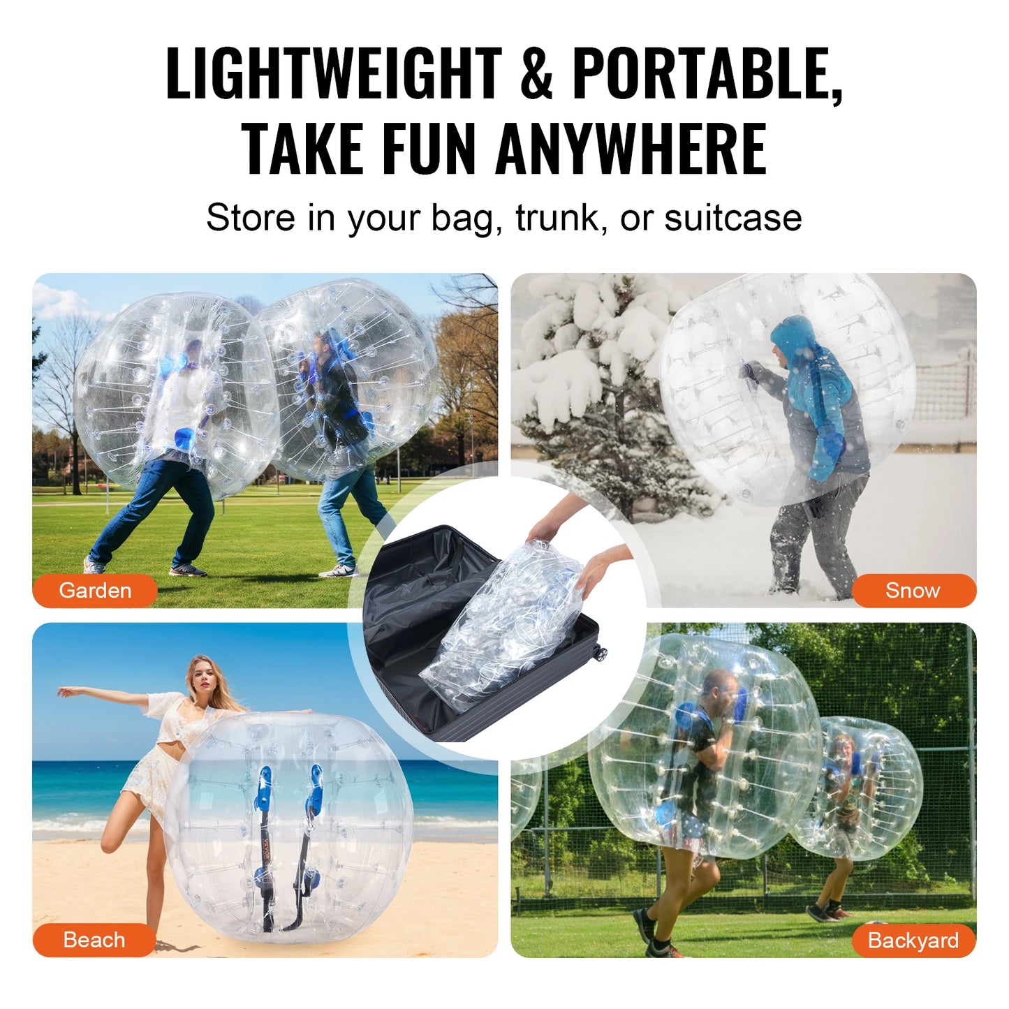 VEVOR 2-Pack Inflatable Bumper Balls 4FT/1.2M Body Zorb Ball Aults Kids Bubble Soccer Balls PVC Blow Up Toy for Teen & Adult