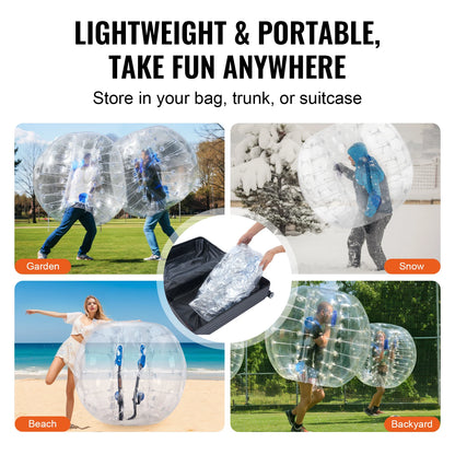 VEVOR 2-Pack Inflatable Bumper Balls 4FT/1.2M Body Zorb Ball Aults Kids Bubble Soccer Balls PVC Blow Up Toy for Teen & Adult