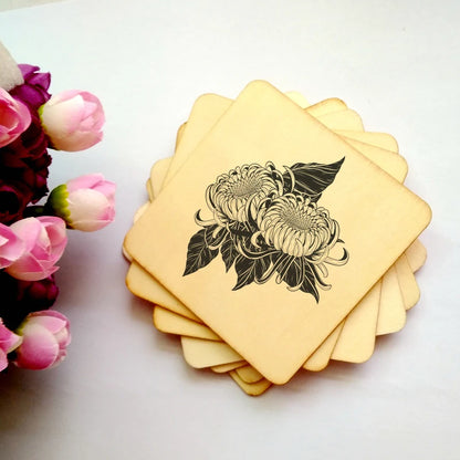 Blank 10pcs Square Wooden Craft Unfinished Wood Pieces DIY for Engraving Machine