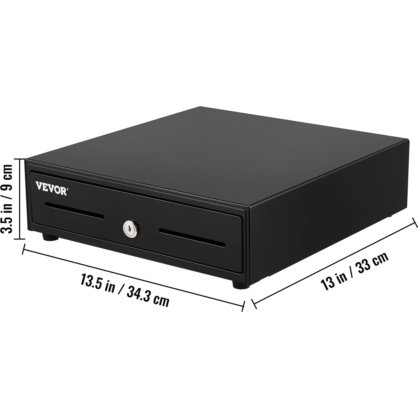 VEVOR Cash Register Drawer 13" 2 Unlocking Ways Fully Removable Design with 4 Bill 5 Coin Cash Tray 2 Keys Included Compact Size