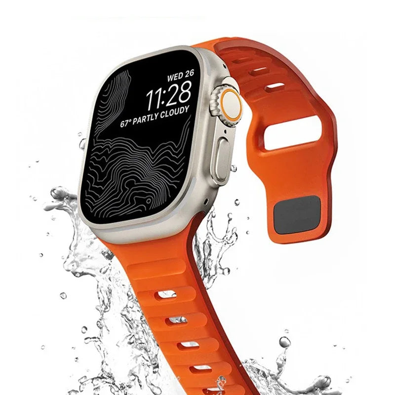 Silicone Band for Apple Watch 49mm 45mm 44mm 41mm 40mm 42mm 38mm Sports Bracelet Correa IWatch Ultra Series 9 8 7 6 5 3 SE Strap