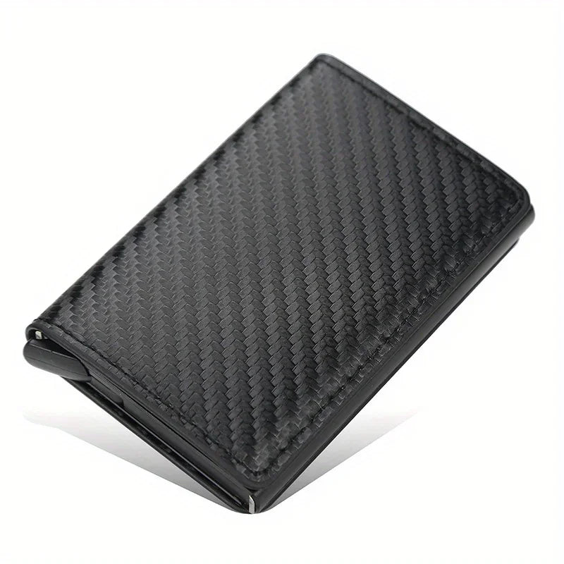 Carbon Fiber Credit Card Holder Wallet Men Rfid Smart Metal Thin Slim Pop Up Minimalist Wallet Small Black Purse Metal Wallet